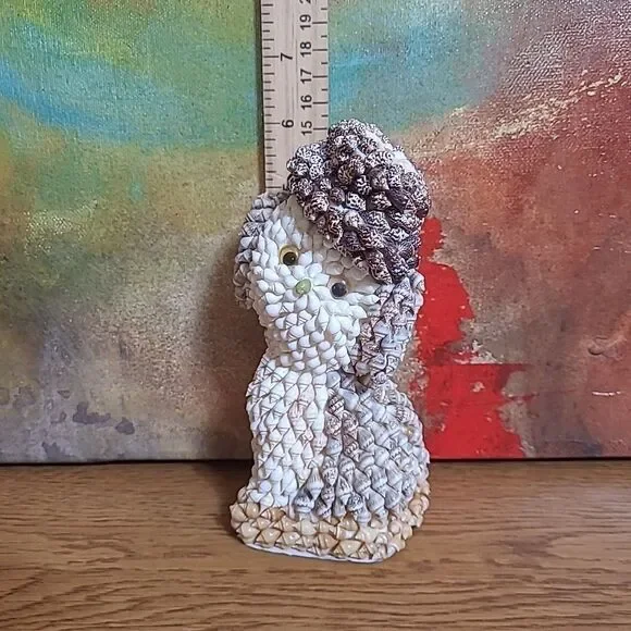 Vintage Seashell Puppy Dog Figurine Shell Folk Art Kitschy Art Beach House - Picture 7 of 9